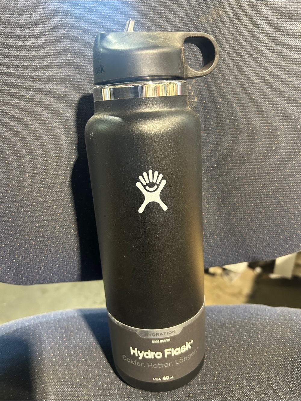 40oz Wide Mouth Water Bottle + Flex Straw Cap. New with extra straw